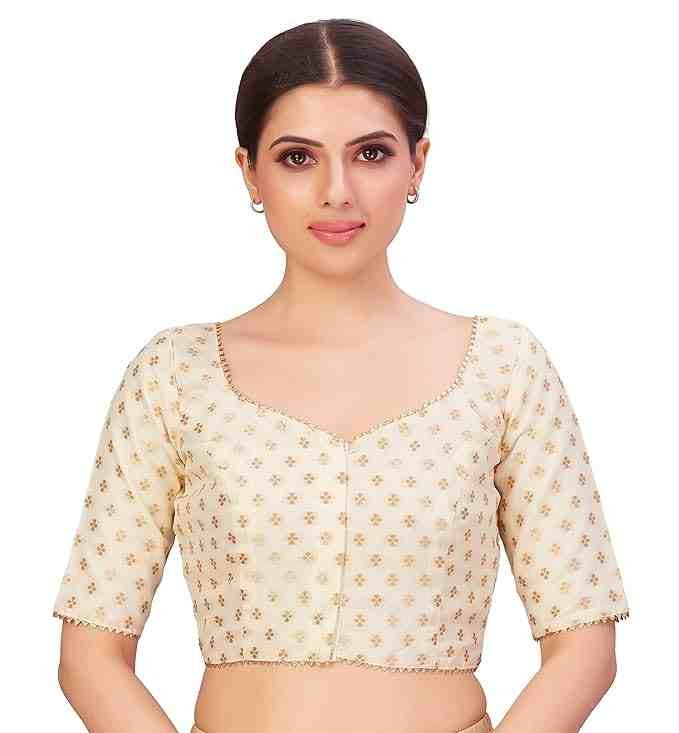 Golden White Half Sleeve Blouse