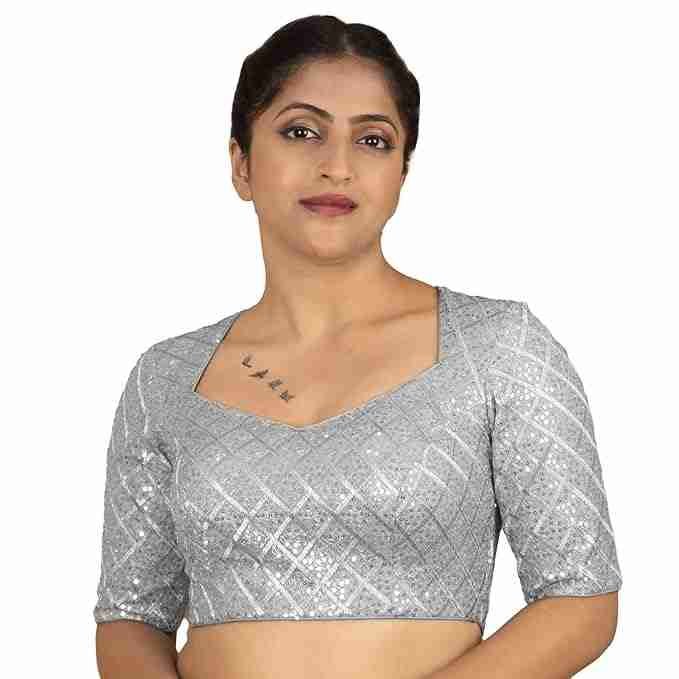 Silver Half Sleeve Blouse